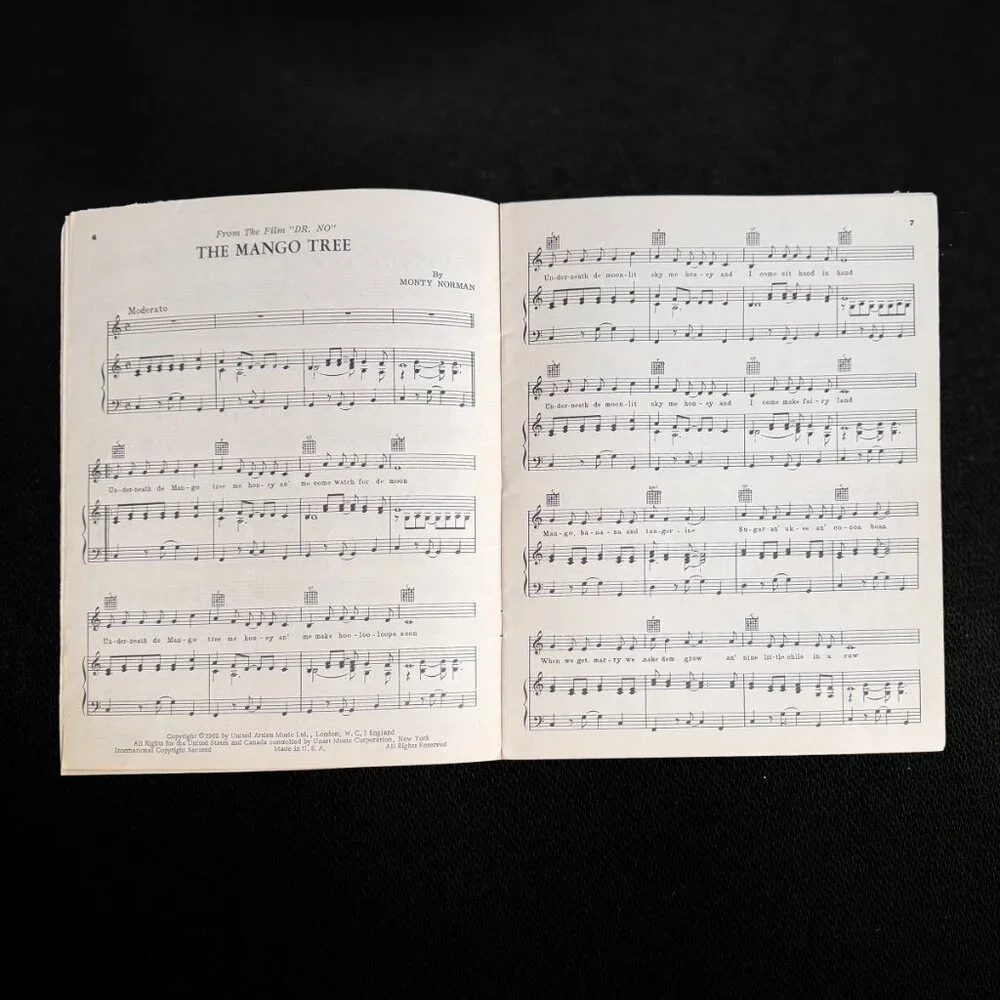 1964 James Bond 007 Song Book - Sheet Music Collectible Vintage